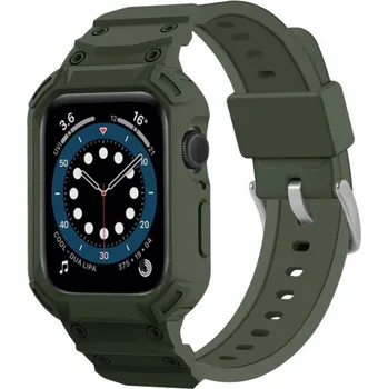 Pouzdro na mobilní telefon Odolné Armor pouzdro s řemínkem pro Apple Watch 42mm (Series 10 / 11) - olivové