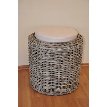 Taburet Axin Trading Ratanová taburetka Round ratan kubu polstr béžový