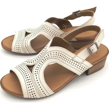 Dámské sandále Dámské kožené sandály 171 843 Klop smetanová Barva: smetana, Velikost: 36