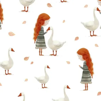 PUL metráž zrzavá holčička s husou