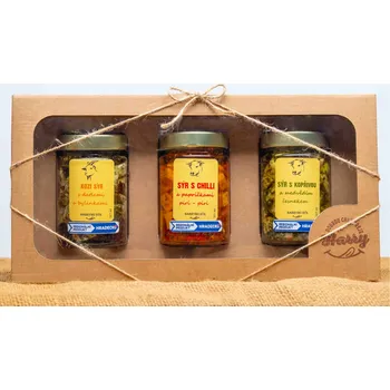 DÁRKOVÉ BALENÍ 3x NAKLÁDANÝ SÝR KOPŘIVA/ČESNEK + KOZÍ + CHILLI 327 ml