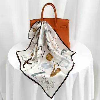 Šátek Hedvábný šátek Zvířátková abeceda 53x53 cm v dárkovém balení, HEDVÁBNÝ SVĚT