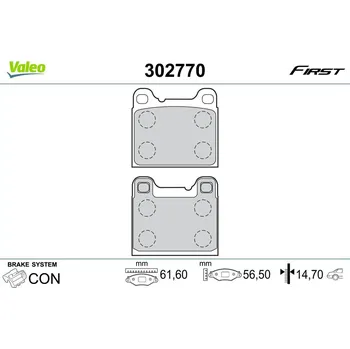 Brzdová destička Sada brzdových destiček, kotoučová brzda VALEO 302770