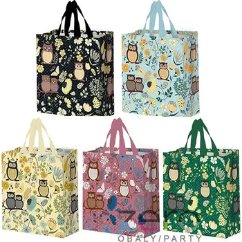 Taška ekologická s uchy 30+14x34 cm - sovy (mix)