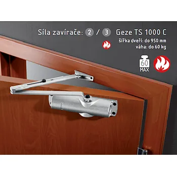 Zavírač dveří Zavírač ACT Geze TS 1000 C (STŘÍBRNÁ), Montážní deska pro TS 1000 C, AC-T Stříbrná