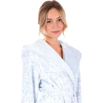 Dámský župan dámský župan Vestis Flora s kapucí (1073) Velikost: XL, Flora dlouhé s kapucí barvy: Ledově modrá vzor