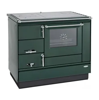 Sporák na tuhá paliva KVS Ekodivize KVS Moravia VSP 9100.7382 - V s výměníkem - zelený pravý chromované doplňky