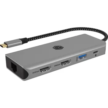 USB‑C dokovací stanice 9v1 s 2× HDMI 4K/60 Hz, 3× USB, 100W Power Delivery, Gigabit LAN a čtečkou karet