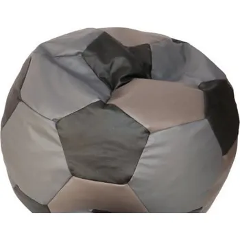 Obývací pokoj FITMANIA Tříbarevný sedací vak Fotbalový MÍČ XXL VZOR: 32 ŠEDO BÉŽOVO ČERNÁ