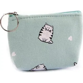 Peněženka Peněženka / klíčenka Kočka, mátová 11x8 cm (Peněženky s kočkami, kočky)