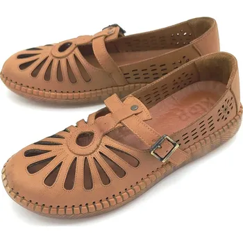 Dámské baleríny Dámské kožené baleríny 999 1113 Klop hnědá Barva: hnědá, Velikost: 38