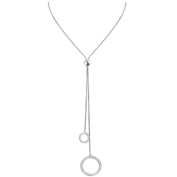 Náhrdelník 0781 MINET Moderní stříbrný náhrdelník visící kruhy se zirkony Ag 925/1000 11,30g