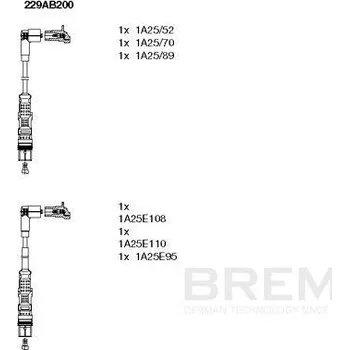 Zapalovací kabel Sada kabelů pro zapalování BREMI 229AB200