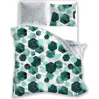 Povlečení Bavlněné povlečení MILAGRO VERDE 009 220x200 cm + 2x 70x80 cm zelené/bílé