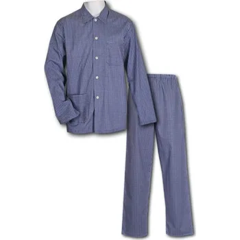 Pánské pyžamo Luiz Plátěné propínací klasické pyžamo Karel modré Barva: Modrá, Velikost: 56
