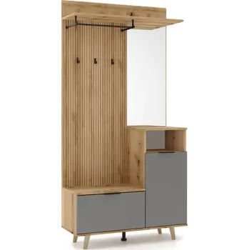 Předsíňová stěna Předsíňová sestava NODRI, dub evoke/grafit - SLEVA 3% s kodem radost25