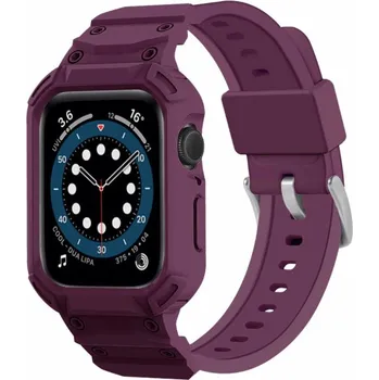 Pouzdro na mobilní telefon Odolné Armor pouzdro s řemínkem pro Apple Watch 46mm - fialové