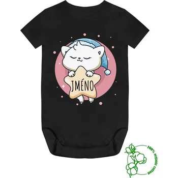 Dětské bavlněné body Spící kočička Barva: Černá, Velikost body: 92 (18-24M)