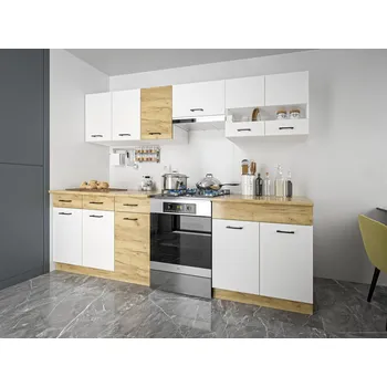 Kuchyňská linka DNZ s.r.o. PIETRUS 200/260 cm, bílá/dub craft