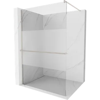 Mexen Kioto+ sprchová stěna s policí Walk-in 140 x 200 cm, transparentní/mražený, kartáčovaný nikl - 800-140-121-97-35 Sprchové stěny