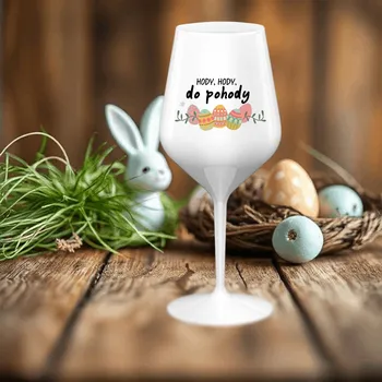 Sklenice HODY, HODY, DO POHODY - bílá nerozbitná sklenice na víno 470 ml