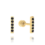 2754 MINET Zlaté náušnice s černými zirkony Au 585/1000 1,00g