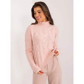 Dámský svetr Stylový svetr s dlouhým rukávem v růžové TW-