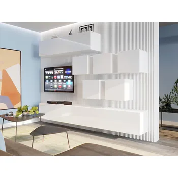 Obývací stěna MOB Berny 62 (bílá + bílý lesk)