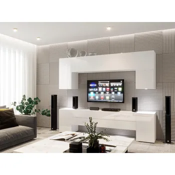 Obývací stěna MOB Berny 68 (bílá + bílý lesk)