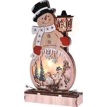Vánoce LED sněhulák dřevěný 1V233