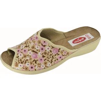 Dámské pantofle Rogallo 29454 dámská domácí obuv béžová kytičky Barva: Béžová, Velikost: 41