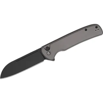 kapesní nůž CIVIVI Šedá hliníková rukojeť Černá stonewashed čepel 14C28N Button Lock C20022B-3