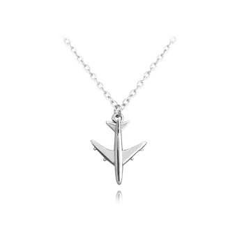 Náhrdelník 0069 MINET Cestovatelský stříbrný náhrdelník LETADLO