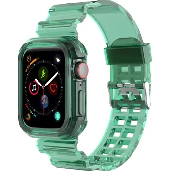 Pouzdro na mobilní telefon Odolné pouzdro s transparentním řemínkem pro Apple Watch 46mm - zelené