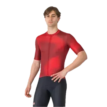 cyklistický dres Castelli pánský cyklistický dres Vortice, Red/Rich Red - XL