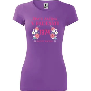 Dámské oblečení DOBRÝ TRIKO Dámské tričko Život začíná v 50 Velikost: S, Barva: Fialová
