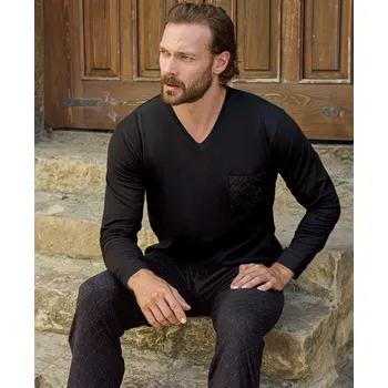 Pánské pyžamo Černé i vínové mřížkovné pyžamo pro muže ÁRES 1P1601 vínová xl