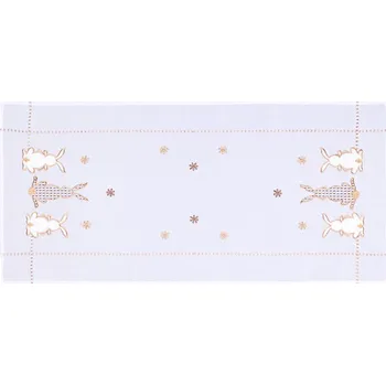 ubrus Tegatex Polyesterový ubrus - bílý se zajíčky 40*85 cm