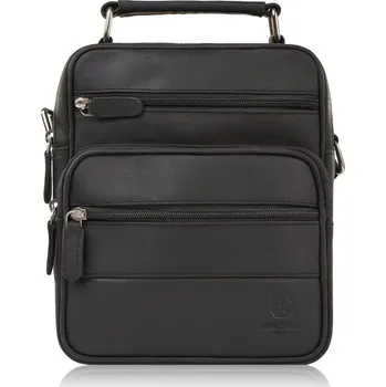 Paolo Peruzzi Pánská kožená taška přes rameno do práce, praktická Peruzzi; černá matná
