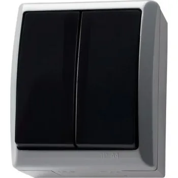 vypínač OSPEL FALA přepínač lustrový šedý s černou klapkou IP44