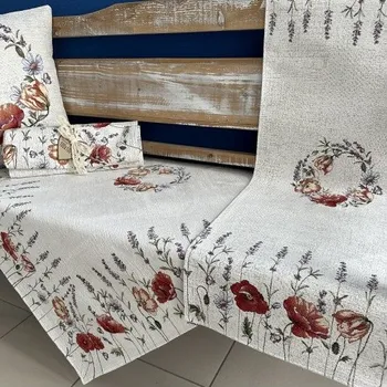 Povlak na dekorativní polštářek Tegatex Gobelínový ubrus chenille - máky kruh Velikost: 40*100 cm