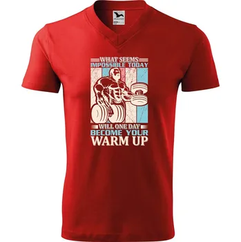 Pánské tričko DOBRÝ TRIKO Pánské V tričko s potiskem Warm UP Velikost: XL, Barva: Červená