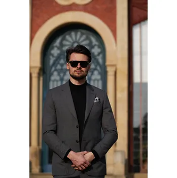 Pánský oblek Pánský vlněný oblek Barva: Šedá, Velikost: 1020, Střih: SLIM FIT