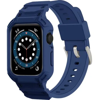 Pouzdro na mobilní telefon Odolné Armor pouzdro s řemínkem pro Apple Watch 42mm (Series 10 / 11) - tmavě modré