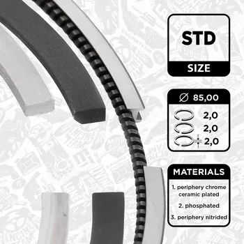 Píst motoru Sada pístních kroužků ET ENGINETEAM R1012800
