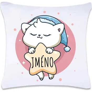 Dekorativní polštářek DOBRÝ TRIKO Polštář s potiskem Spící kočička 40 x 40 cm Oboustranný tisk: NE