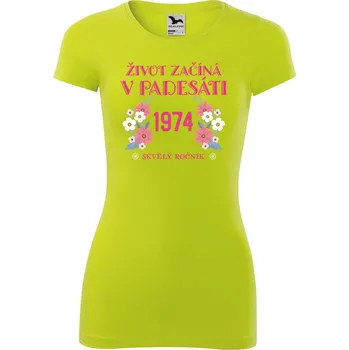 Dámské oblečení DOBRÝ TRIKO Dámské tričko Život začíná v 50 Velikost: 2XL, Barva: Limetková