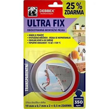 Lepicí páska Den Braven Debbex Ultra Fix 19 mm x 2,5 m transparentní