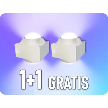 Nástěnné svítidlo LED nástěnné svítidlo 2W, 200lm, dvojitý světelný paprsek, bílé, 1+1 zadarmo! Teplá bílá