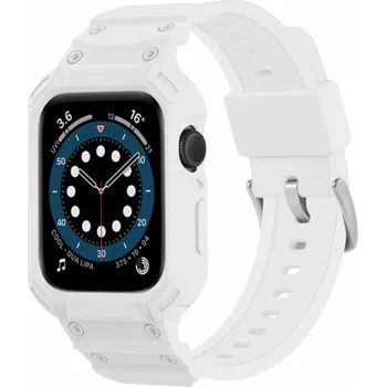Pouzdro na mobilní telefon Odolné Armor pouzdro s řemínkem pro Apple Watch 42mm (Series 10 / 11) - bílé